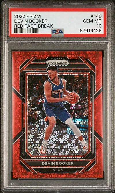 2022 Panini Prizm 140 Devin Booker Red Fast Break PSA 10