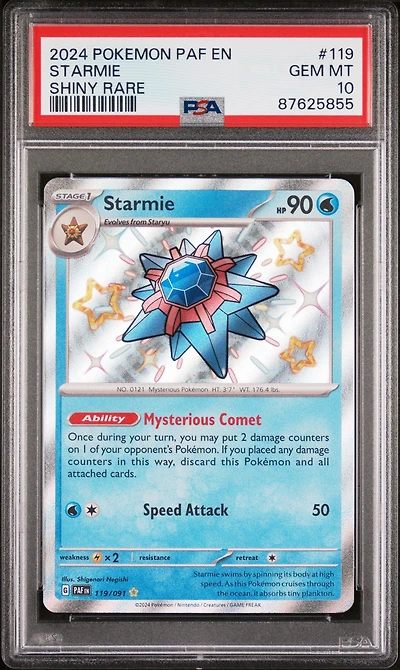2024 Pokemon Paf En-paldean Fates 119 Starmie Shiny Rare PSA 10