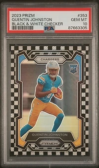 2023 Panini Prizm 353 Quentin Johnston Black & White Checker PSA 10