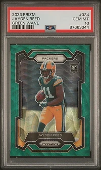 2023 Panini Prizm 334 Jayden Reed Green Wave PSA 10