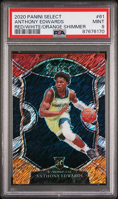 2020 Panini Select 61 Anthony Edwards Red/white/orange Shimmer PSA 9