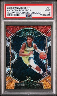 2020 Panini Select 61 Anthony Edwards Red/white/orange Shimmer PSA 9