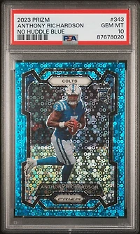 2023 Panini Prizm 343 Anthony Richardson No Huddle Blue PSA 10