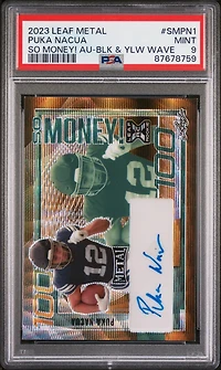 2023 Leaf Metal So Money! Autographs Smpn1 Puka Nacua Black & Yellow Wave PSA 9