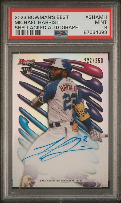 2023 Bowman's Best Shellacked Autographs Shamh Michael Harris Ii PSA 9