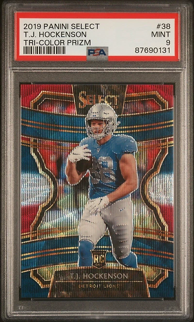 2019 Panini Select 38 T.j. Hockenson Tri-color Prizm PSA 9