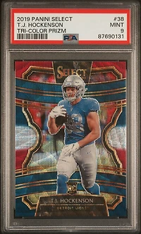 2019 Panini Select 38 T.j. Hockenson Tri-color Prizm PSA 9