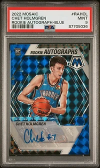 2022 Panini Mosaic Rookie Autographs Mosaic Rahol Chet Holmgren Blue PSA 9