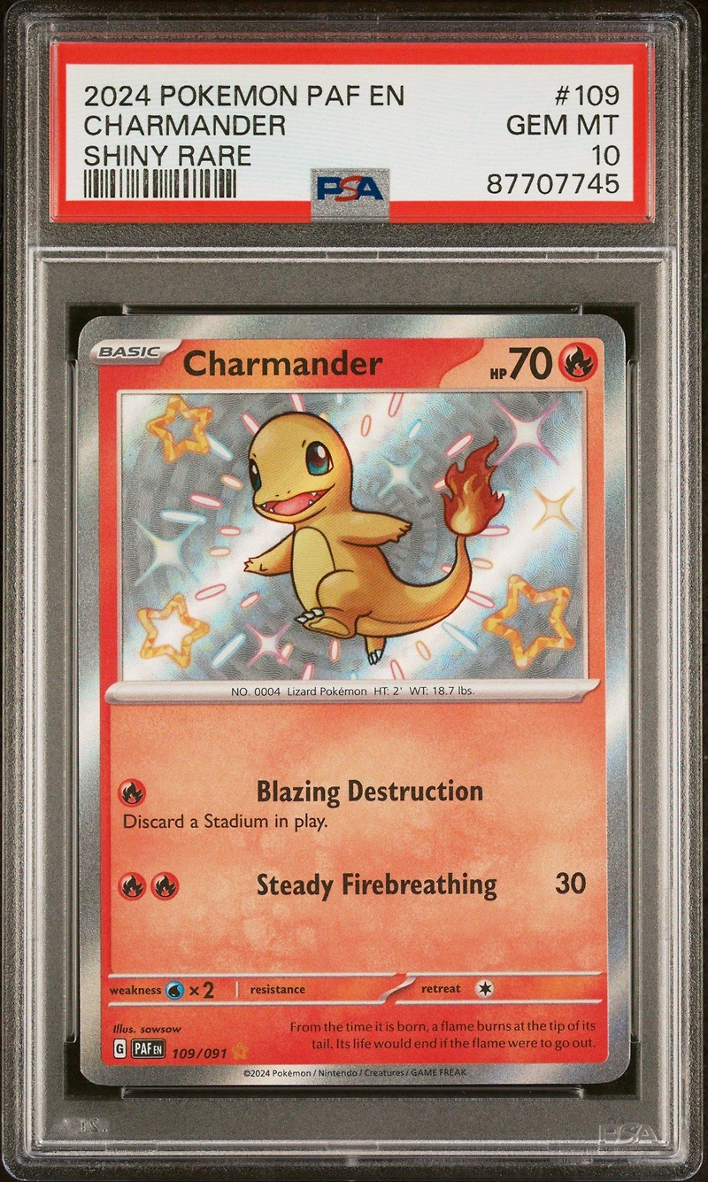 2024 Pokemon Paf En-paldean Fates 109 Charmander Shiny Rare PSA