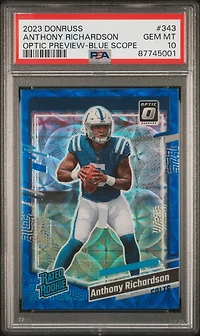 2023 Panini Donruss 343 Anthony Richardson Optic Preview-blue Scope PSA