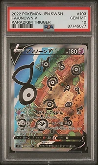 2022 Pokemon Japanese Sword & Shield Paradigm Trigger 103 Full Art/unown V PSA 10