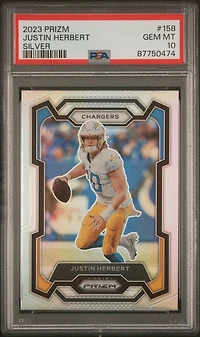 2023 Panini Prizm 158 Justin Herbert Silver Prizm PSA 10
