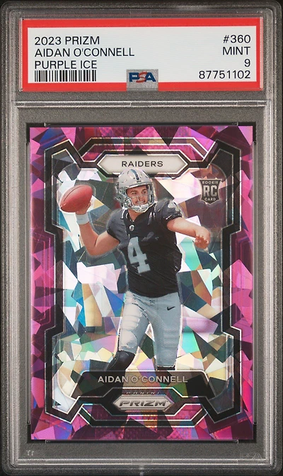 2023 Panini Prizm 360 Aidan O'connell Purple Ice PSA