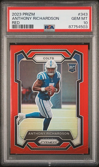 2023 Panini Prizm 343 Anthony Richardson Red Prizm PSA 10