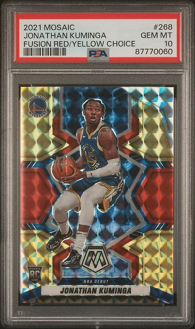 2021 Panini Mosaic 268 Jonathan Kuminga Fusion Red/yellow Choice PSA 10