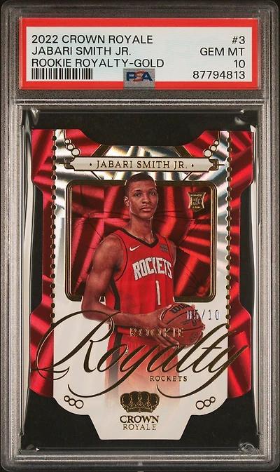 2022 Panini Crown Royale Rookie Royalty 3 Jabari Smith Jr. Gold PSA 10