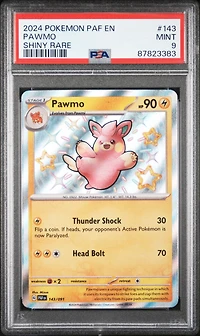2024 Pokemon Paf En-paldean Fates 143 Pawmo Shiny Rare PSA 9