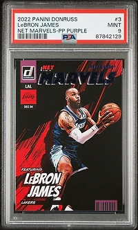 2022 Panini Donruss Net Marvels 3 Lebron James Press Proof Purple PSA 9