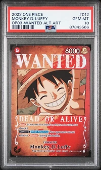2023 One Piece Op03-pillars Of Strength 012 Monkey D. Luffy Wanted Alternate Art PSA 10