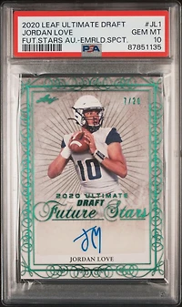 2020 Leaf Ultimate Draft Future Stars Autographs Jl1 Jordan Love PSA 10