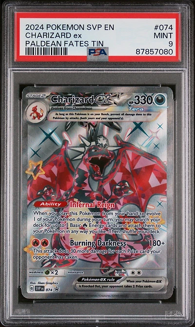 2024 Pokemon Svp En-sv Black Star Promo 074 Charizard Ex Paldean Fates Tin PSA