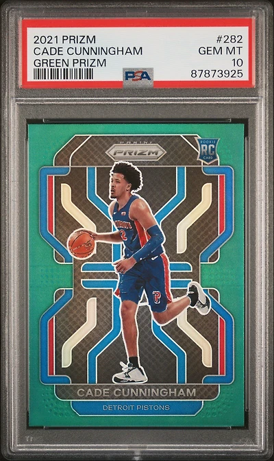 2021 Panini Prizm 282 Cade Cunningham Green Prizm PSA 10