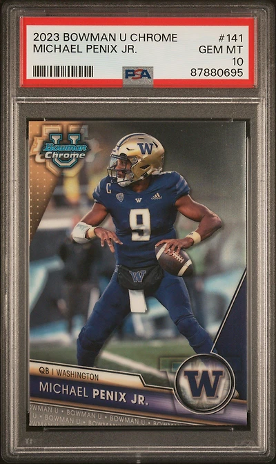 2023 Bowman University Chrome 141 Michael Penix Jr. PSA 10
