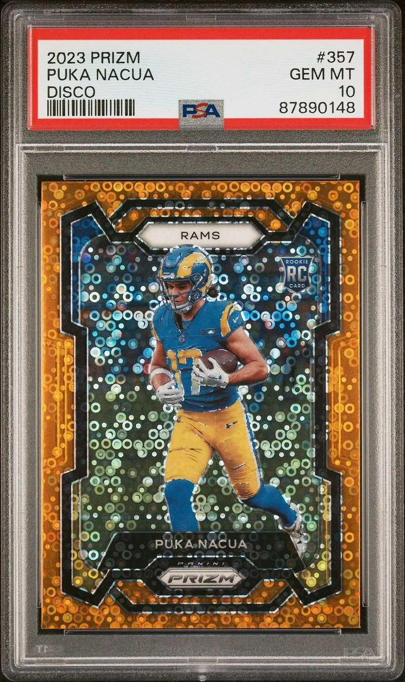 2023 Panini Prizm 357 Puka Nacua Disco Prizm PSA