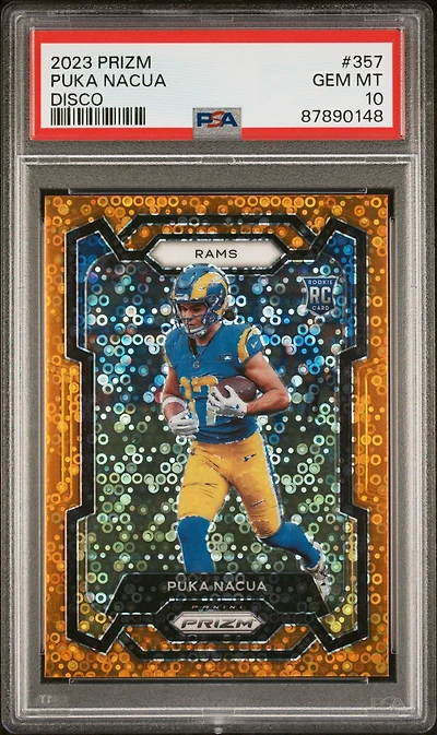 2023 Panini Prizm 357 Puka Nacua Disco Prizm PSA