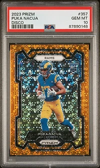 2023 Panini Prizm 357 Puka Nacua Disco Prizm PSA