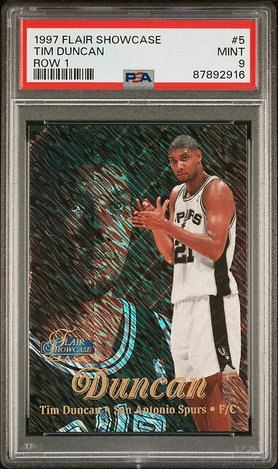 1997 Flair Showcase 5 Tim Duncan Row 1 PSA 9