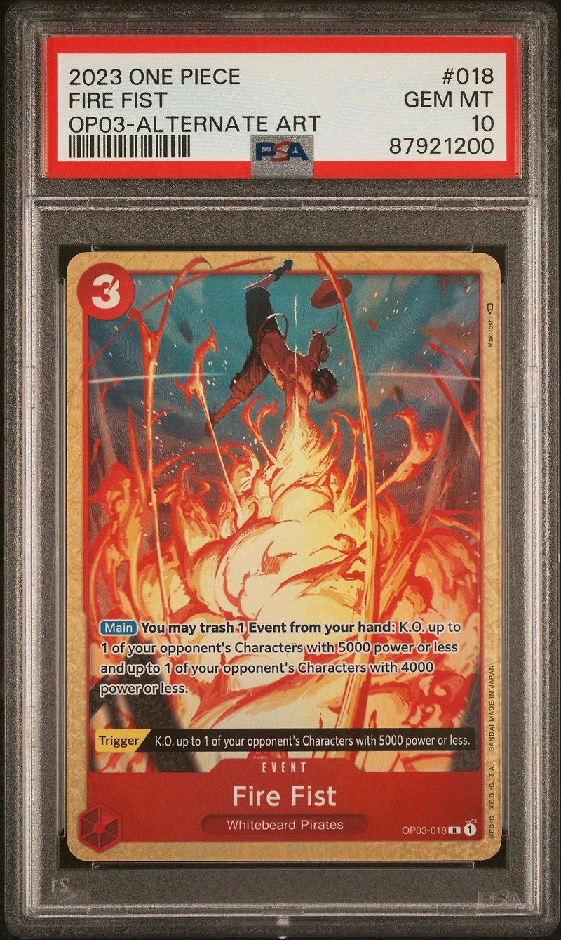 2023 One Piece Op03-pillars Of Strength 018 Fire Fist Alternate Art PSA 10