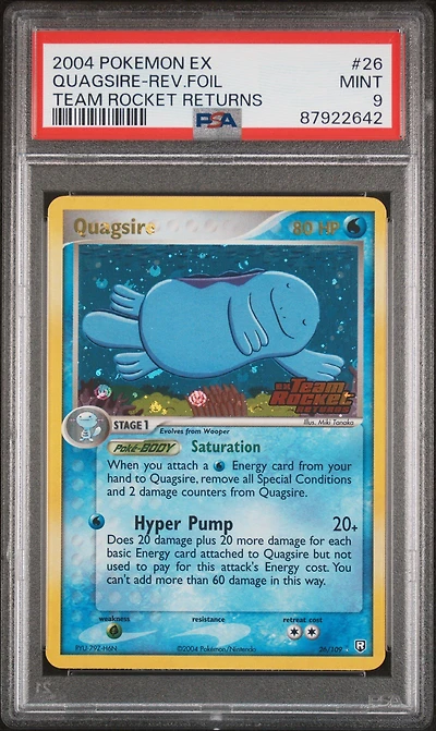 2004 Pokemon Ex Team Rocket Returns 26 Quagsire-reverse Foil PSA 9