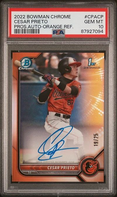 2022 Bowman Chrome Prospect Autographs Cpacp Cesar Prieto PSA 10