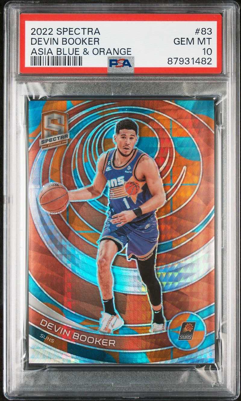 2022 Panini Spectra 83 Devin Booker Asia Blue & Orange PSA 10