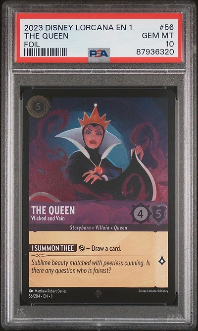 2023 Disney Lorcana En 1-the First Chapter 56 The Queen - Wicked And Vain Foil PSA 10