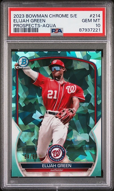 2023 Bowman Chrome Sapphire Edition Prospects 214 Elijah Green Aqua PSA 10