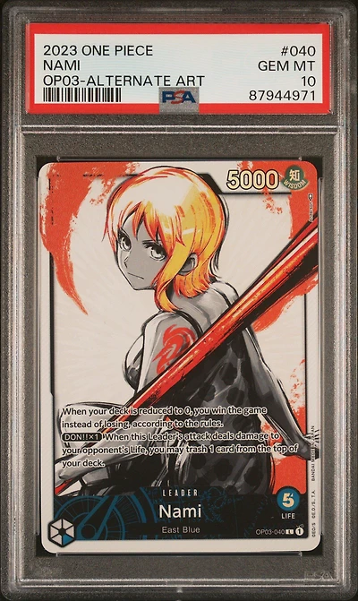 2023 One Piece Op03-pillars Of Strength 040 Nami Alternate Art PSA 10