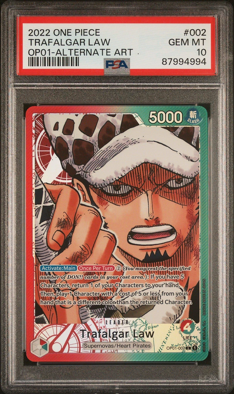 2022 One Piece Romance Dawn 002 Trafalgar Law Alternate Art PSA 10