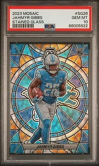 2023 Panini Mosaic Stained Glass Sg26 Jahmyr Gibbs PSA 10