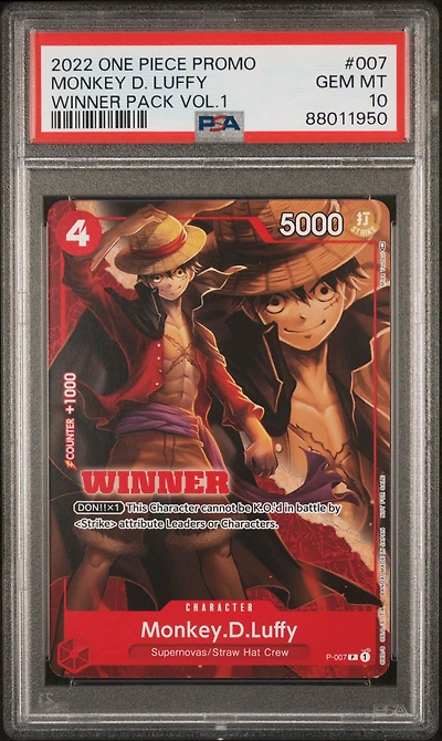 2022 One Piece Promos 007 Monkey D. Luffy Winner Pack Vol.1 PSA