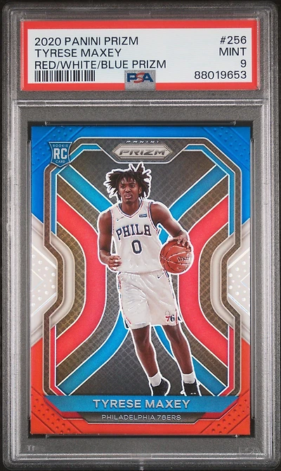 2020 Panini Prizm 256 Tyrese Maxey Red/white/blue Prizm PSA 9