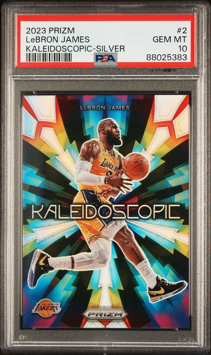 2023 Panini Prizm Kaleidoscopic 2 Lebron James Silver Prizm PSA 10