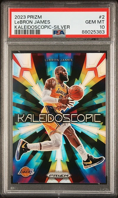 2023 Panini Prizm Kaleidoscopic 2 Lebron James Silver Prizm PSA 10