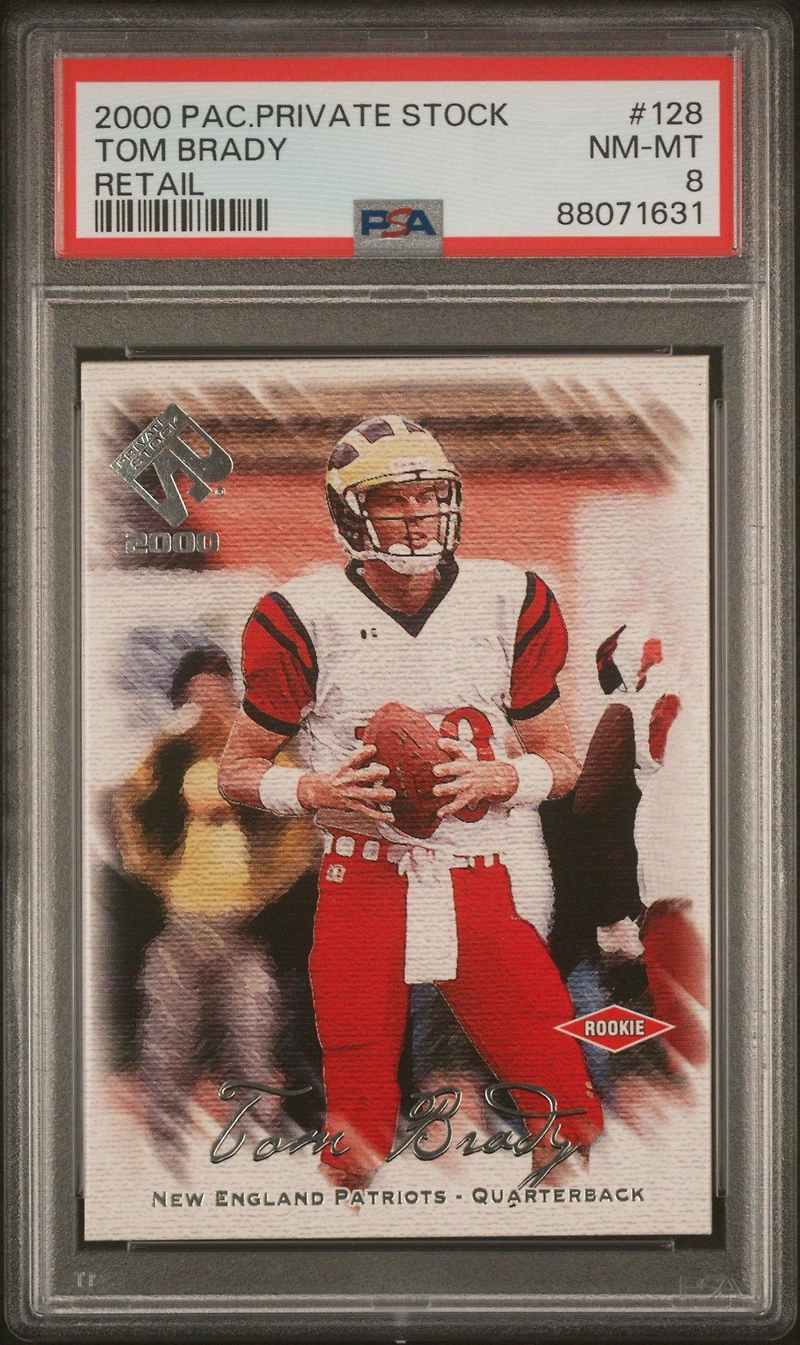 2000 Pacific Private Stock 128 Tom Brady Retail PSA 8