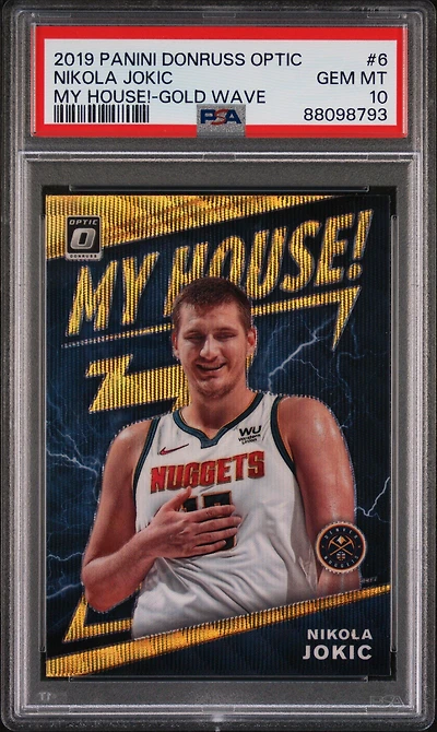 2019 Panini Donruss Optic My House! 6 Nikola Jokic Gold Wave PSA 10
