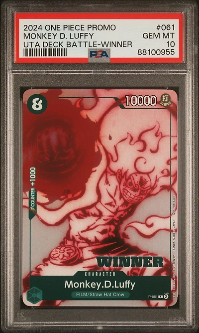 2024 One Piece Promos 061 Monkey D. Luffy Uta Deck Battle-winner PSA 10