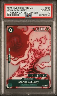 2024 One Piece Promos 061 Monkey D. Luffy Uta Deck Battle-winner PSA 10