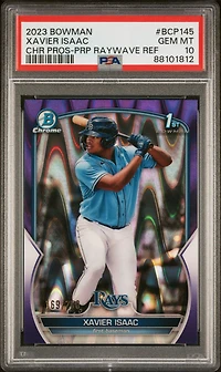 2023 Bowman Chrome Prospects Bcp145 Xavier Isaac Purple Raywave PSA 10