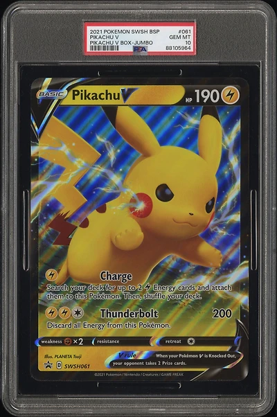 2021 Pokemon Swsh Black Star Promo 061 Pikachu V Pikachu V Box-jumbo PSA 10